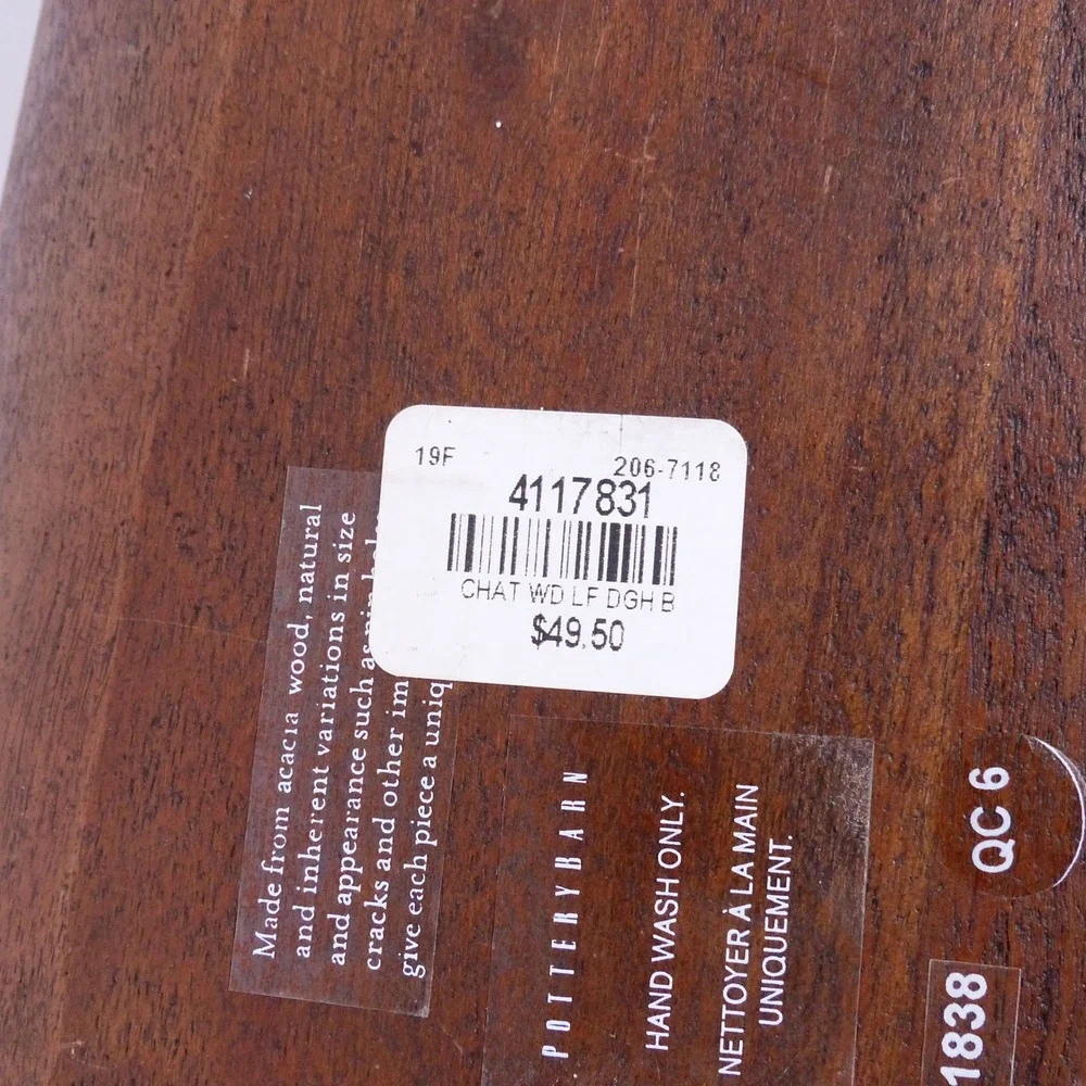 Pottery Barn Chateau Handcrafted Acacia Wood Dough Bowl Serving Tray Platter